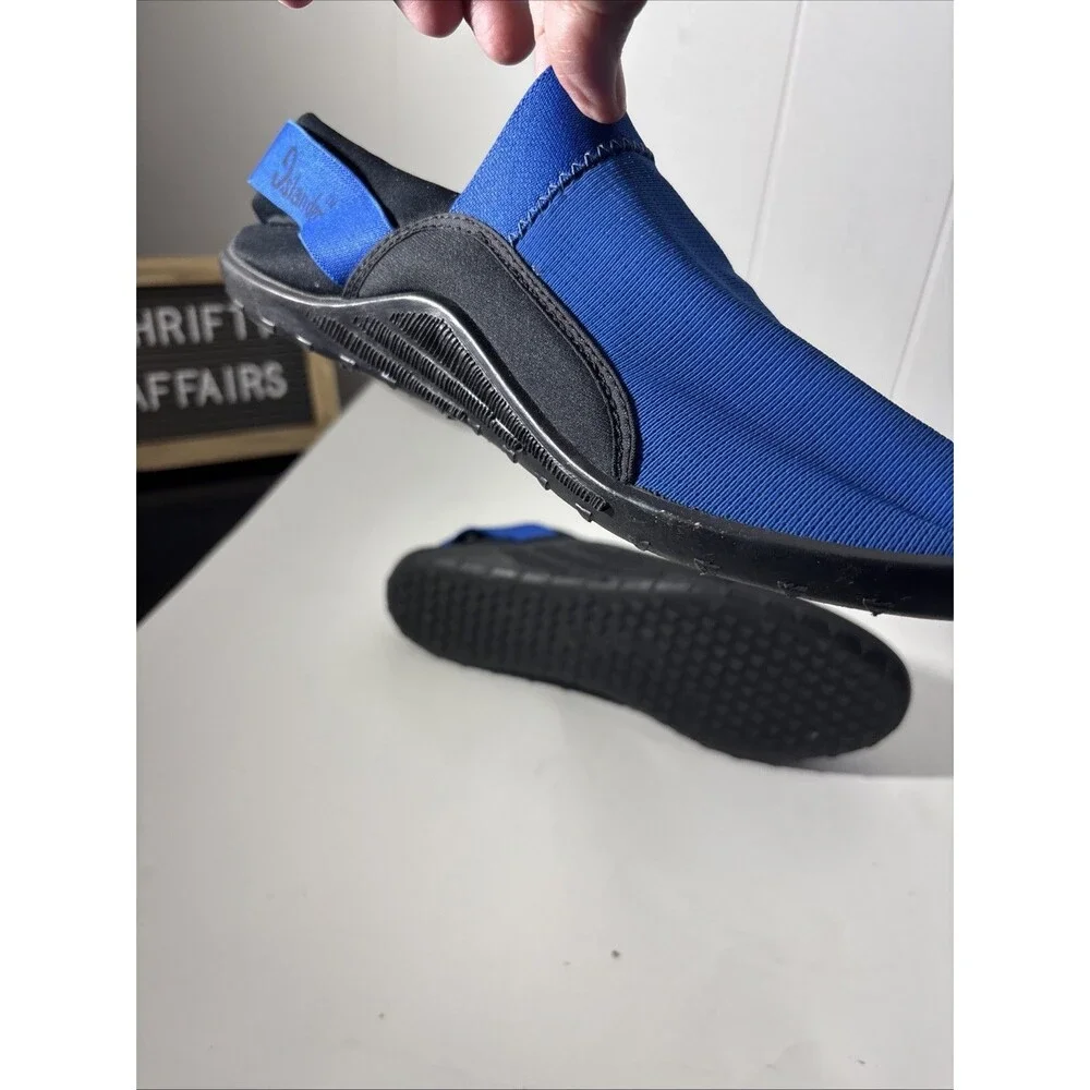 Islander Aqua Socks Shoes Size 8 Blue Black Stretch Fabric SlipOn Packable Beach